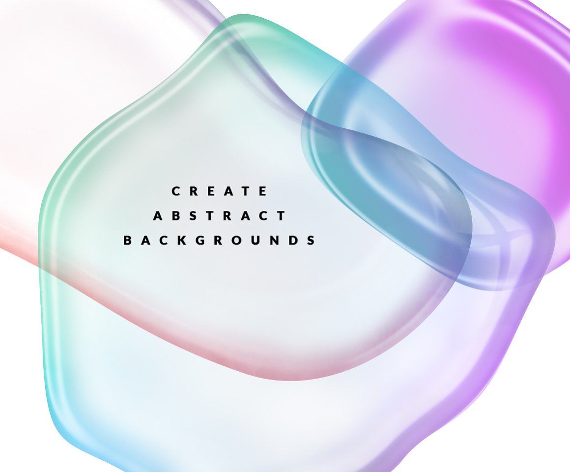 Vintage gradient abstract transparent neon liquid shapes for social media
