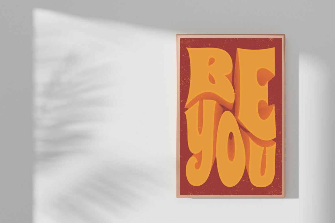 Vintage style motivational quote poster with orange and yellow 3D lettering