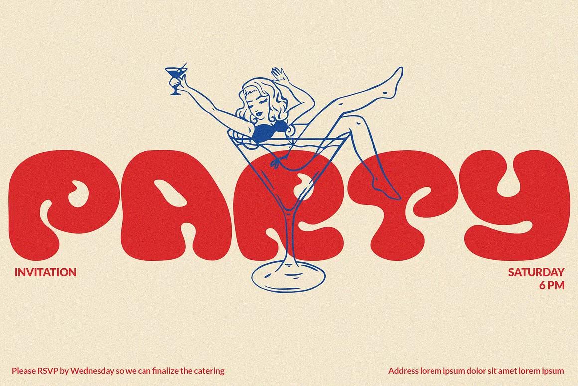 Vintous typography with playful flow and classic roots