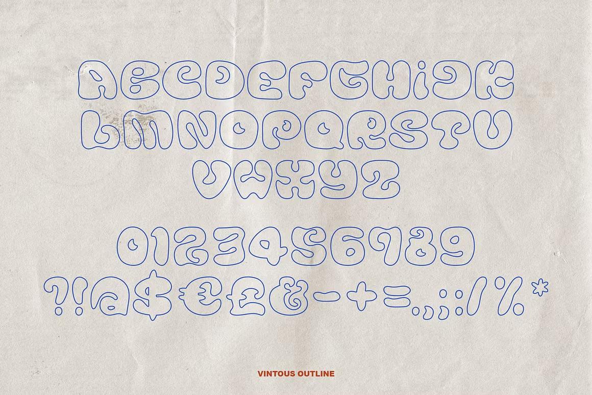 Vintous Outline - vintage retro outline typeface