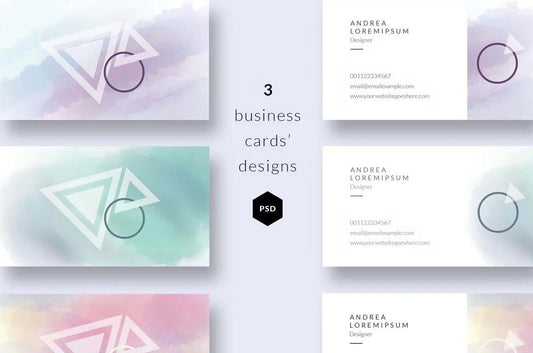 3 Watercolor Business Cards Templates