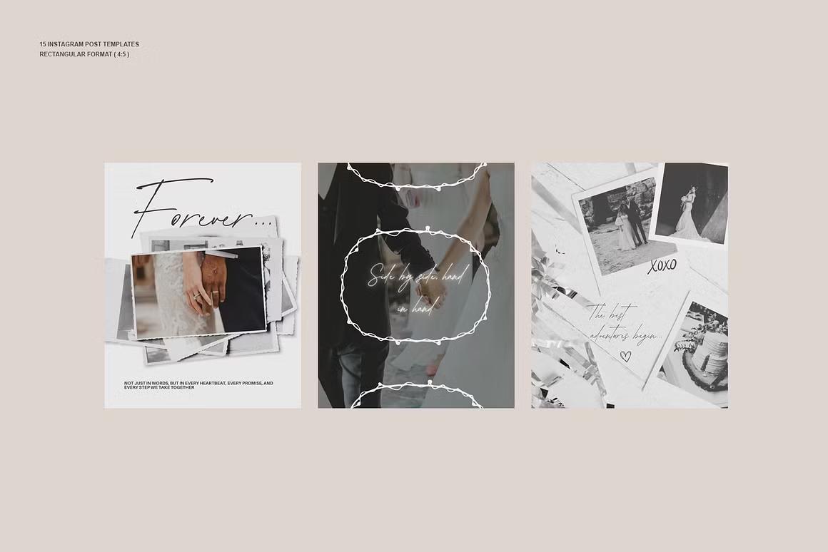 Wedding Instagram post templates - modern, minimalist, and classy aesthetic