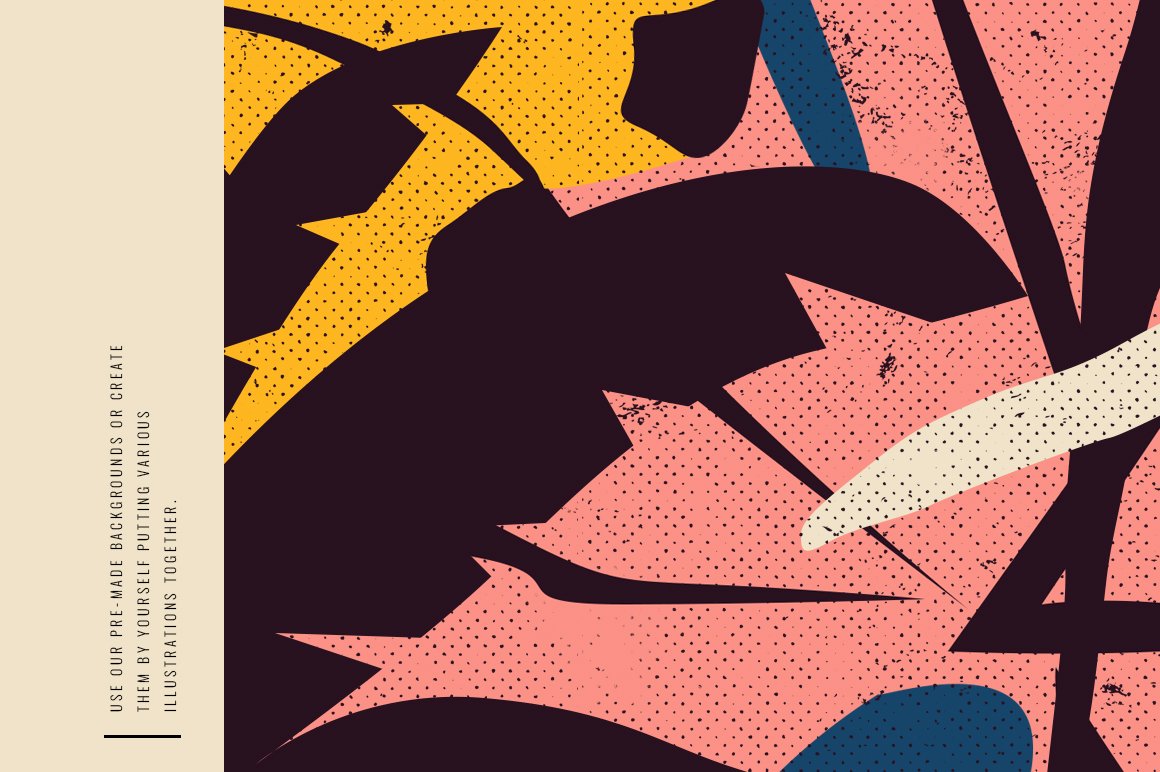 Hand-drawn retro Tropical Objects pack with Riso-style backgrounds - versatile design elements
